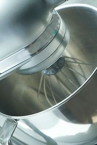 Picture of a sturdy, stainless steel Chef Corp. kitchen mixer
