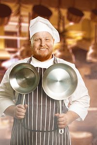 Happy Chef in Kitchen
