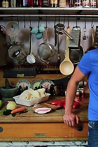 Picture of restaurant owner Jacob Kenedy in his kitchen at home